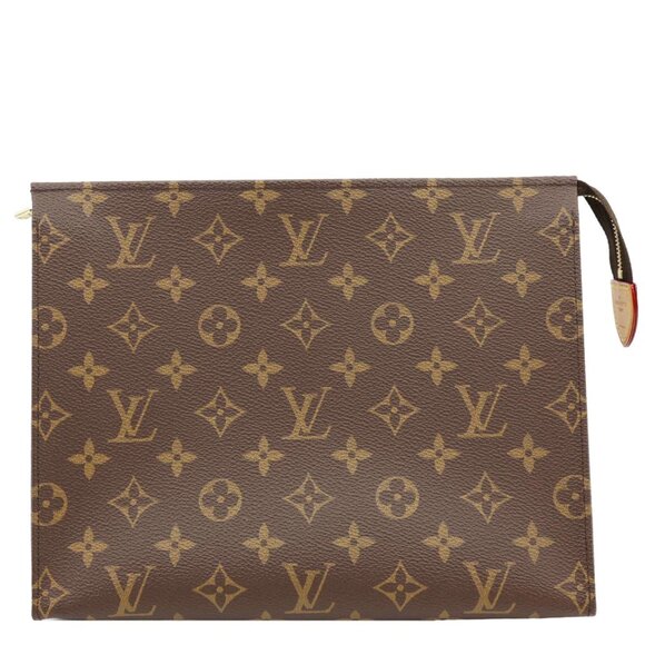 Louis Vuitton  Toiletry Pouch 26 Monogram Canvas Clutch Brown - Picture 1 of 13